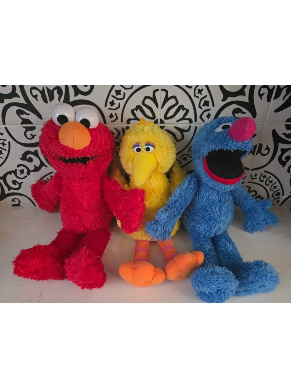 Lot of 3 Sesame Street Pals Tickle Me Elmo Big Bird Grover 13" Plush Set